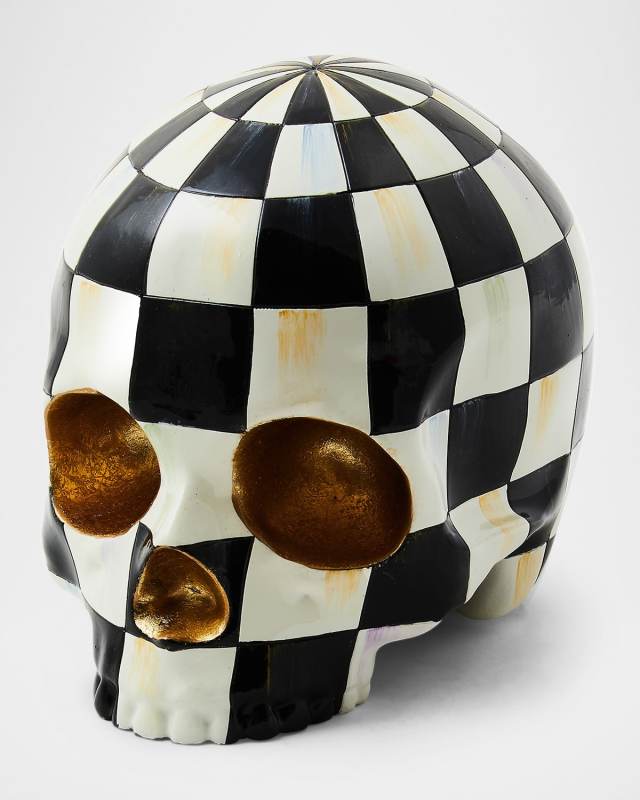 Courtly Check Skull Halloween Decor